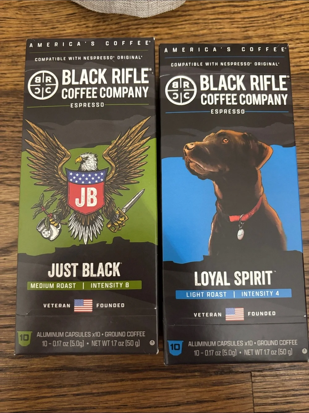 Black Rifle Coffee Company Espresso Capsules - Just Black & Loyal Spirit